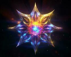 a colorful star with an abstract design on a dark background generative ai photo