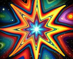 a colorful star with a bright star in the center generative ai photo