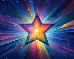 a colorful star with rays coming out of it generative ai photo