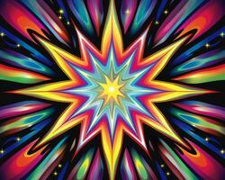 a colorful starburst design on a black background generative ai photo