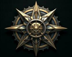 a golden and silver star on a black background generative ai photo