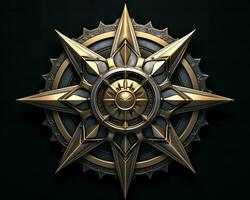 a golden and silver star on a black background generative ai photo