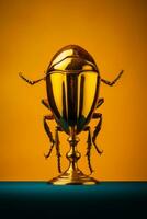 a golden beetle on top of a golden trophy generative ai photo