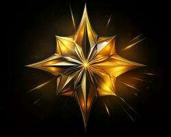 a golden star on a black background generative ai photo