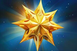 a golden star on a blue background generative ai photo