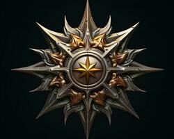 a golden star on a black background generative ai photo