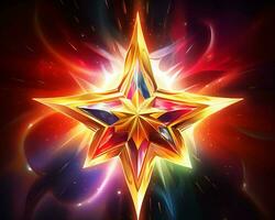 a golden star on a dark background generative ai photo