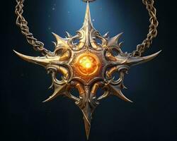 a golden star pendant on a chain generative ai photo