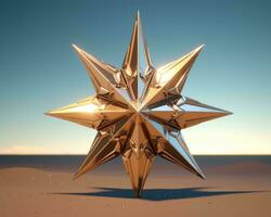 a golden star on top of a desert surface generative ai photo