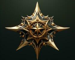 a golden star with an intricate design on it generative ai photo