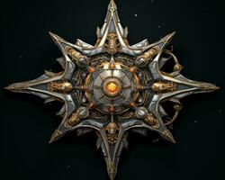 a golden star with an intricate design on it generative ai photo