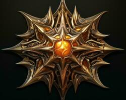 a golden star with an orange center on a black background generative ai photo