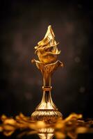 a golden trophy on a black background generative ai photo