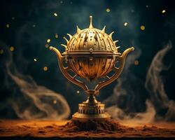 a golden trophy with smoke coming out of it generative ai photo