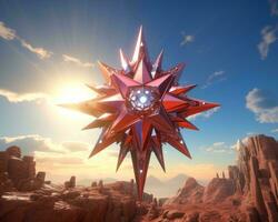 a large red star in the middle of a desert generative ai photo