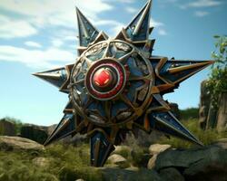 a large star shaped object in the middle of a field generative ai photo