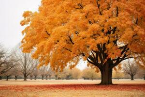 a large tree in the middle of a field generative ai photo