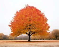 un grande árbol en el medio de un campo generativo ai foto