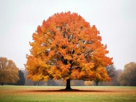 a large tree in the middle of a field generative ai photo