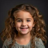 a little girl with curly hair smiling for the camera generative ai photo