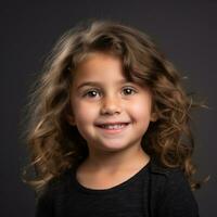 a little girl with curly hair smiling for the camera generative ai photo