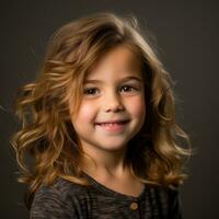 a little girl with long curly hair posing for the camera generative ai photo