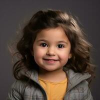 a little girl with long curly hair smiling for the camera generative ai photo