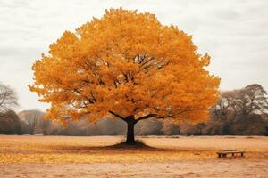 un solitario árbol en el medio de un campo generativo ai foto