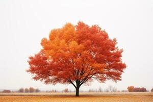a lone tree in the middle of an empty field generative ai photo