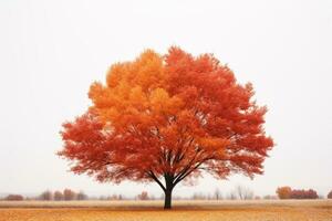 a lone tree in the middle of an empty field generative ai photo