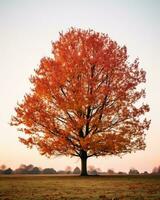 a lone tree in the middle of an open field generative ai photo