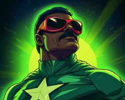 a man in a green suit with sunglasses and a star on his chest generative ai photo
