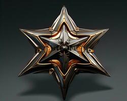 a metallic star shaped object on a black background generative ai photo
