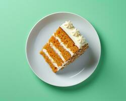 a piece of carrot cake on a white plate generative ai photo