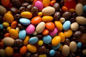 a pile of colorful candies on a black background generative ai photo
