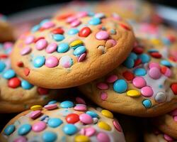 un pila de galletas con vistoso asperja en parte superior generativo ai foto