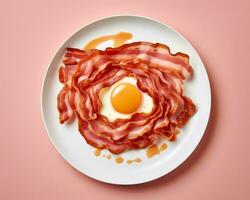 a plate with bacon and an egg on it generative ai photo
