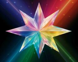 a rainbow colored star on a black background generative ai photo