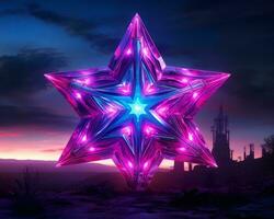 a purple star with pink lights on it generative ai photo