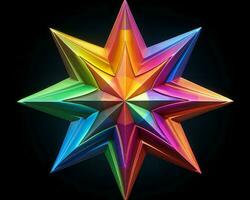 a rainbow colored star on a black background generative ai photo