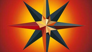 a red orange and black compass star on a red and yellow background generative ai photo