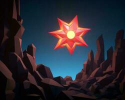 a red star in the middle of a rocky landscape generative ai photo