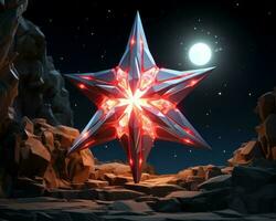 a red star in the sky with a full moon in the background generative ai photo