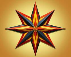 a red yellow and blue star on a gold background generative ai photo