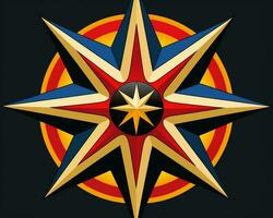 a red yellow and blue star on a black background generative ai photo