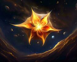a star in the sky with planets and stars in the background generative ai photo