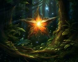 a star in the middle of a forest generative ai photo