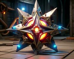 a star shaped object with glowing lights on it generative ai photo