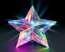 a star shaped object with rainbow lights on it generative ai photo