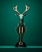 a trophy with a deer head on top of it generative ai photo